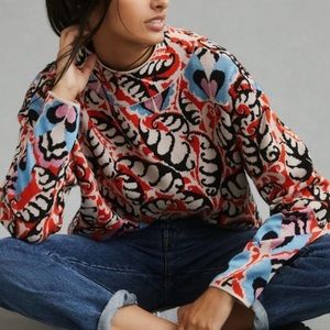 Anthropologie MAEVE Carys mock-neck graphic sweater